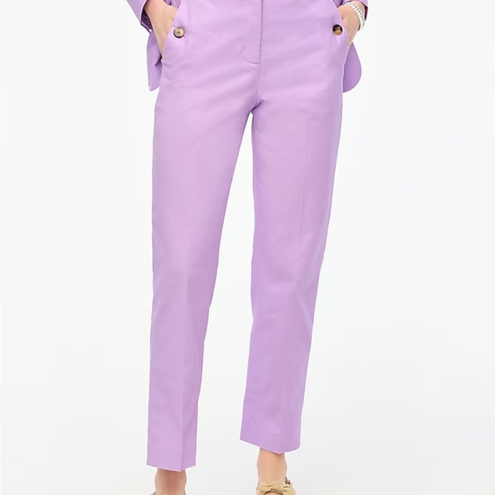 J. Crew Factory Linen-Cotton blend elastic-back Sailor Pant NEW Dried Lavender